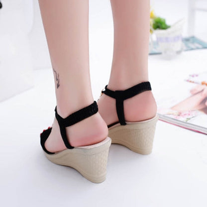 Keilsandaletten mit Strasssteinen für Damen – Sabitas