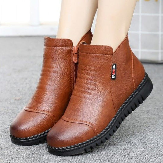 Vintage-Schneestiefel aus Leder für Damen