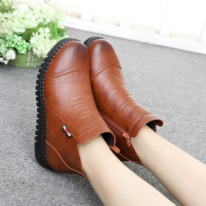 Vintage-Schneestiefel aus Leder für Damen