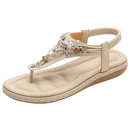 Elegante orthopädische Sandalen für Damen mit funkelnden Kristallperlen - Cristalys