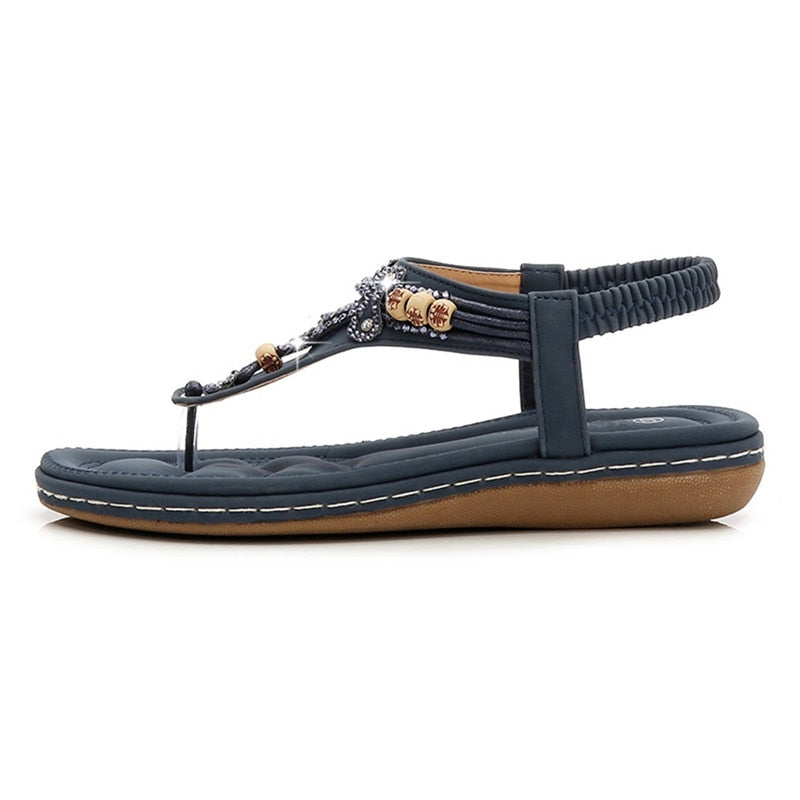 Elegante orthopädische Sandalen für Damen mit funkelnden Kristallperlen - Cristalys