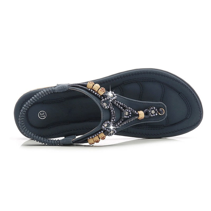 Elegante orthopädische Sandalen für Damen mit funkelnden Kristallperlen - Cristalys