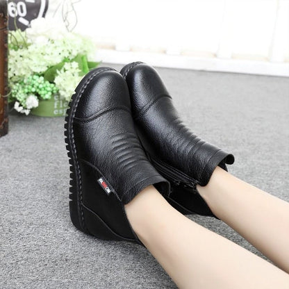 Vintage-Schneestiefel aus Leder für Damen