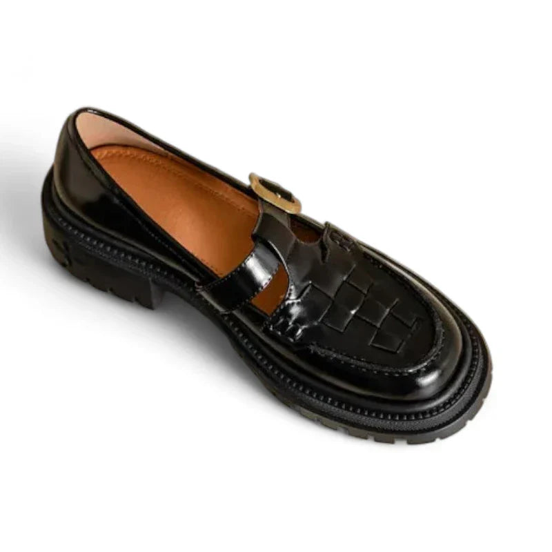 Damen-Orthopädischer Mokassin aus luxuriösem, geflochtenem Leder