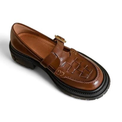 Damen-Orthopädischer Mokassin aus luxuriösem, geflochtenem Leder