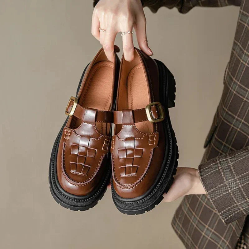 Damen-Orthopädischer Mokassin aus luxuriösem, geflochtenem Leder