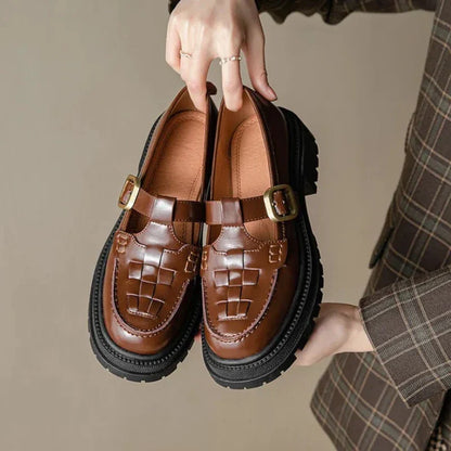 Damen-Orthopädischer Mokassin aus luxuriösem, geflochtenem Leder