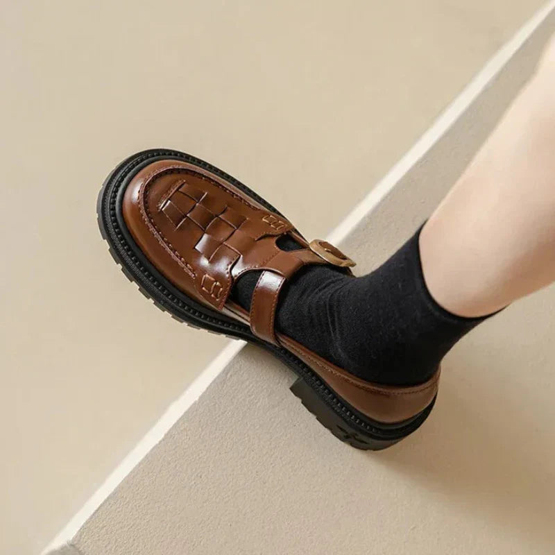 Damen-Orthopädischer Mokassin aus luxuriösem, geflochtenem Leder