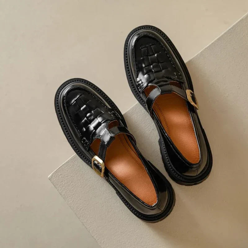 Damen-Orthopädischer Mokassin aus luxuriösem, geflochtenem Leder