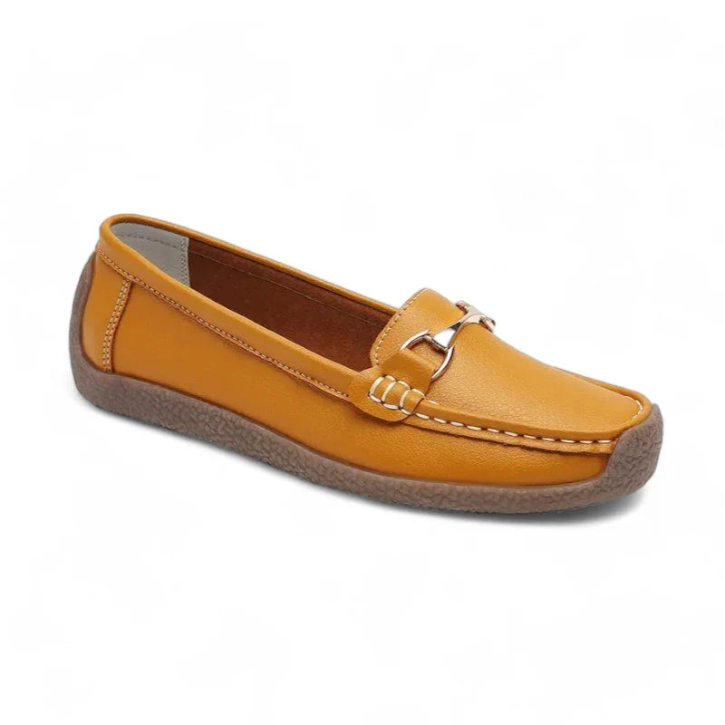 Elegante orthopädische Mokassins für Damen mit offenen Sohlen und stilvollem Pferdegebiss-Design