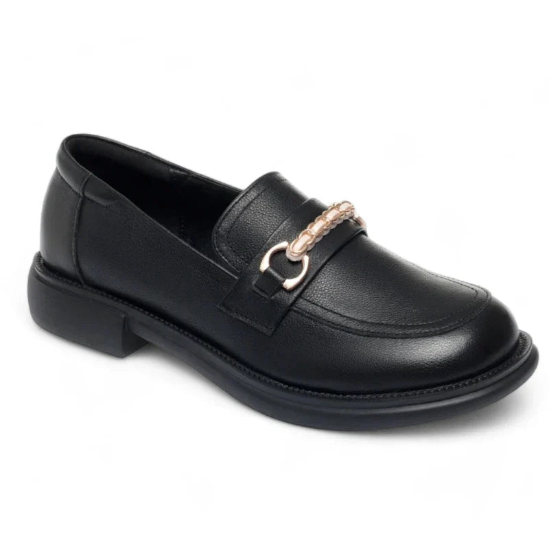 elegante orthopädische Damenmokassins aus Spaltleder