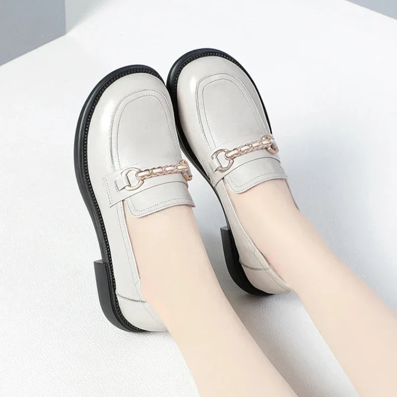 elegante orthopädische Damenmokassins aus Spaltleder