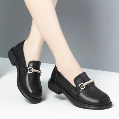 elegante orthopädische Damenmokassins aus Spaltleder