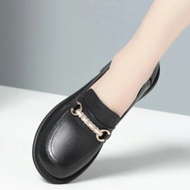 elegante orthopädische Damenmokassins aus Spaltleder