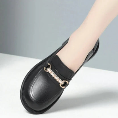 elegante orthopädische Damenmokassins aus Spaltleder