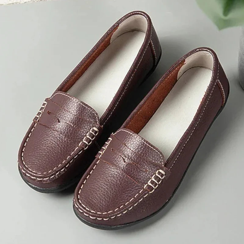 Orthopädischer Ledermokassin für Damen mit Keilsohle