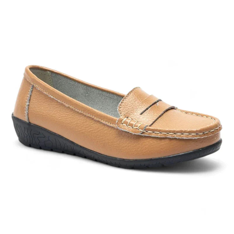 Orthopädischer Ledermokassin für Damen mit Keilsohle