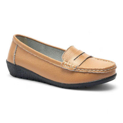 Orthopädischer Ledermokassin für Damen mit Keilsohle