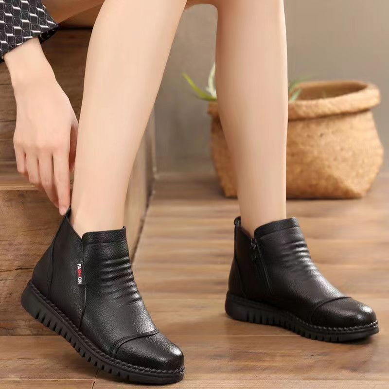 Vintage-Schneestiefel aus Leder für Damen