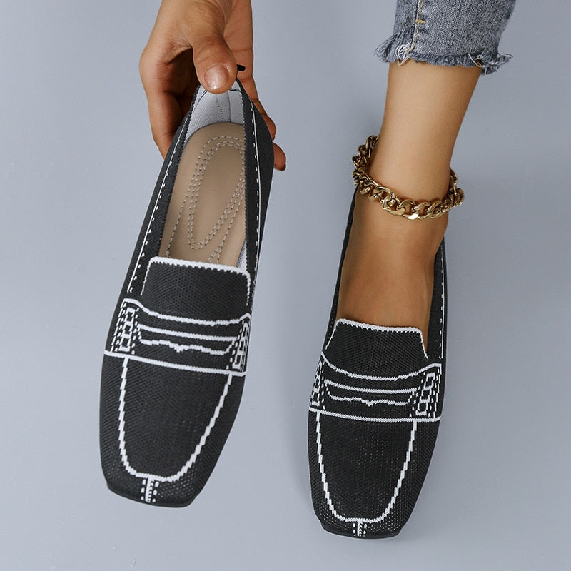 Lazy-Schuhe mit quadratischer Zehenpartie und niedrigem Absatz für Damen - Quipus