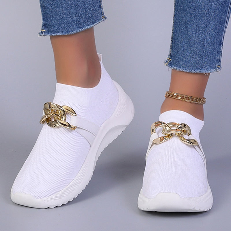 Weiße orthopädische Freizeitschuhe zum Hineinschlüpfen für Damen – Lucya