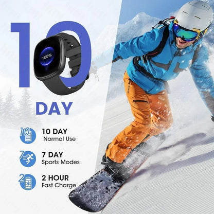Smartwatch für Männer, Frauen, Senioren - Herzfrequenz, Sauerstoffgehalt im Blut, Bewegung, Schlaf, Bluetooth-Anruffunktion