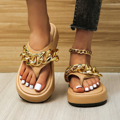 Goldene Freizeitsandalen für Damen – Damol