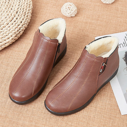 Vintage-Schneestiefel aus Leder für Damen