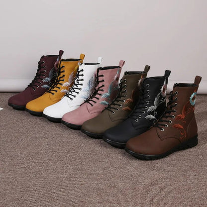 Elegante Damenstiefel mit Sonnenblumen-Motiv