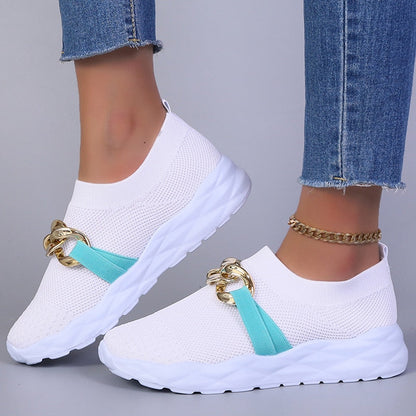 Weiße orthopädische Freizeitschuhe zum Hineinschlüpfen für Damen – Lucya