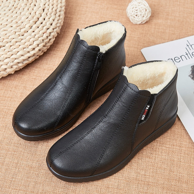 Vintage-Schneestiefel aus Leder für Damen