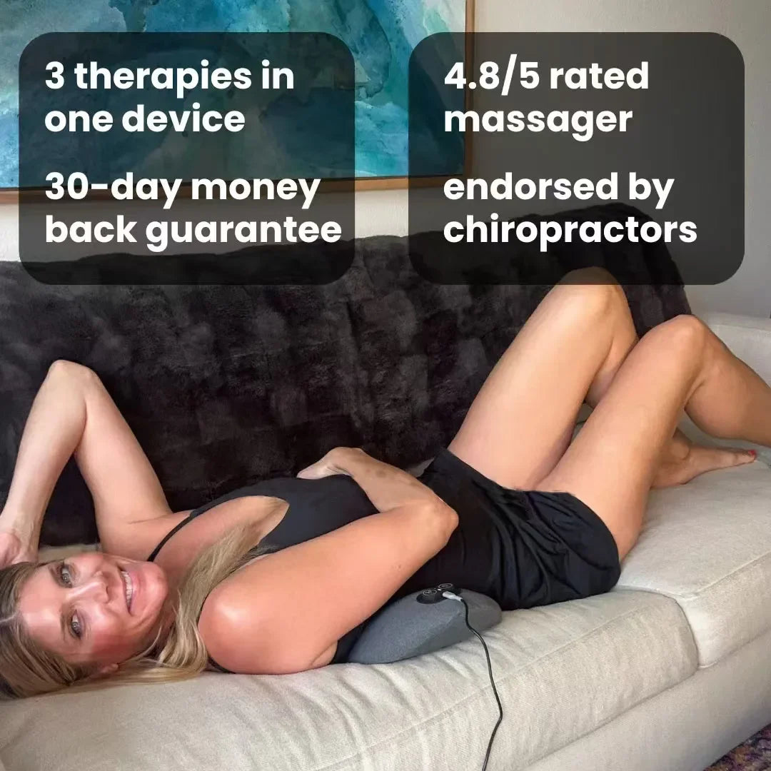 3-in-1 Massager für den unteren Rücken – Vibrationsmassage, Wärmetherapie und Wirbelsäulendehnung