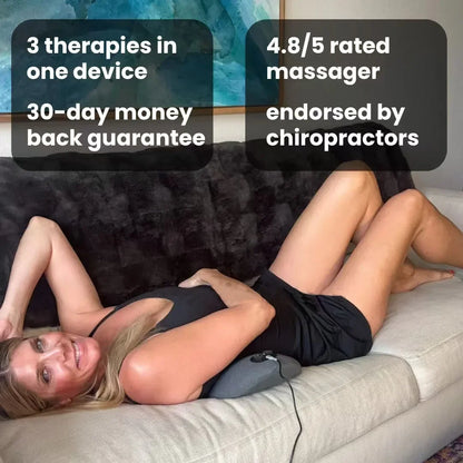 3-in-1 Massager für den unteren Rücken – Vibrationsmassage, Wärmetherapie und Wirbelsäulendehnung