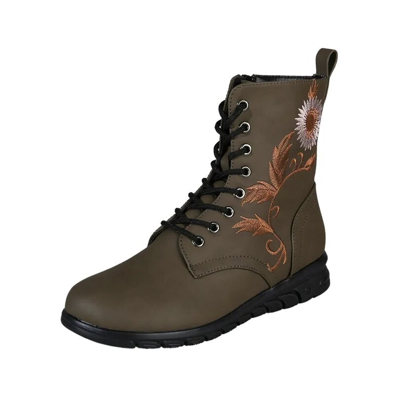 Elegante Damenstiefel mit Sonnenblumen-Motiv