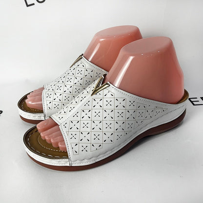 Damen-Sandalen mit Metallkeilabsatz – Panek