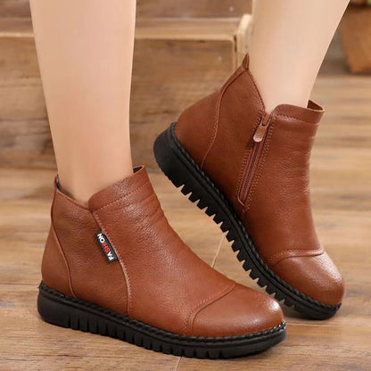 Vintage-Schneestiefel aus Leder für Damen