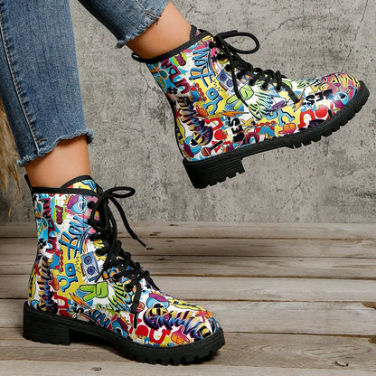 Stylische Street-Art-Damen-Stiefeletten