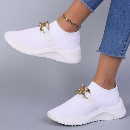 Weiße orthopädische Freizeitschuhe zum Hineinschlüpfen für Damen – Lucya