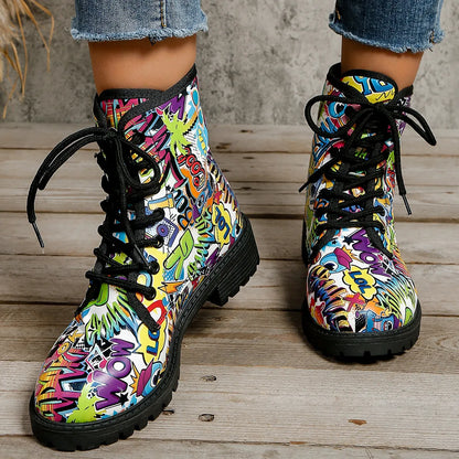 Stylische Street-Art-Damen-Stiefeletten