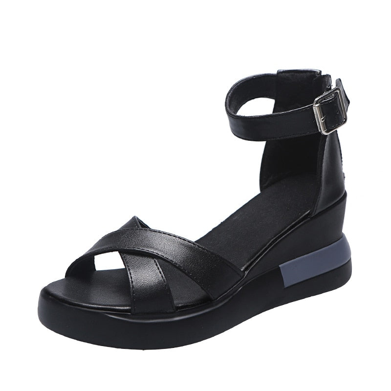 Elegante Damen-Keilsandalen aus hochwertigem PU-Leder mit orthopädischer Unterstützung – Gebo