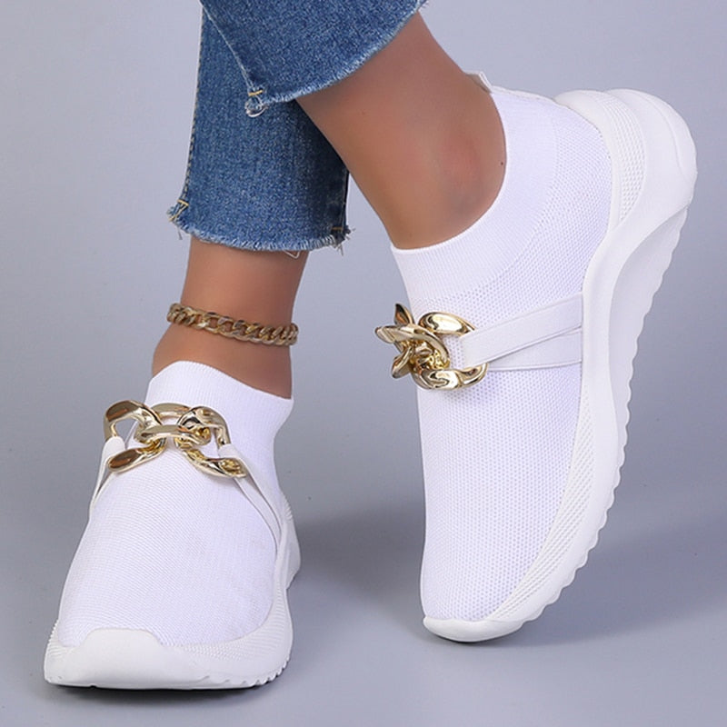 Weiße orthopädische Freizeitschuhe zum Hineinschlüpfen für Damen – Lucya