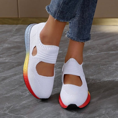 Orthopädische Mesh-Sneaker mit Regenbogensohle für Damen