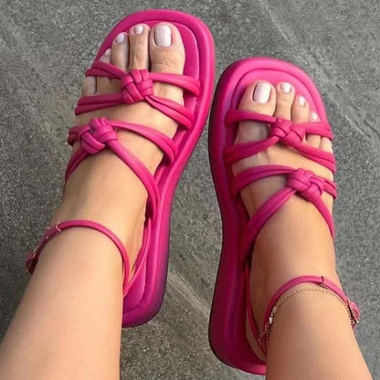 Sandalen im Bohemian-Stil für den Sommer mit flachen Absätzen für Damen – Gio