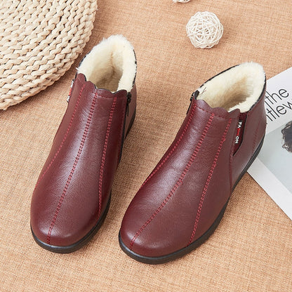Vintage-Schneestiefel aus Leder für Damen