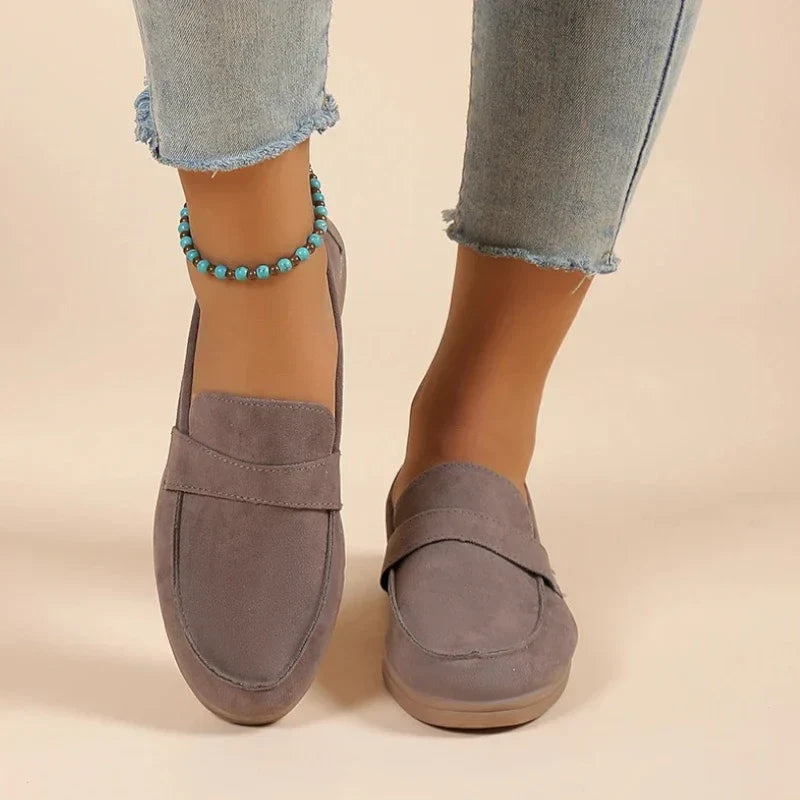 Stilvolle Damenmokassins aus luxuriösem Wildlederimitat mit orthopädischer Unterstützung