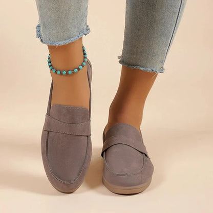 Stilvolle Damenmokassins aus luxuriösem Wildlederimitat mit orthopädischer Unterstützung