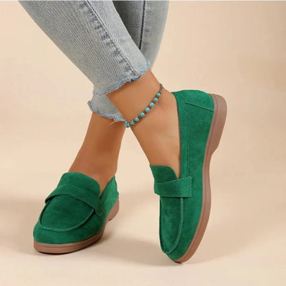 Stilvolle Damenmokassins aus luxuriösem Wildlederimitat mit orthopädischer Unterstützung