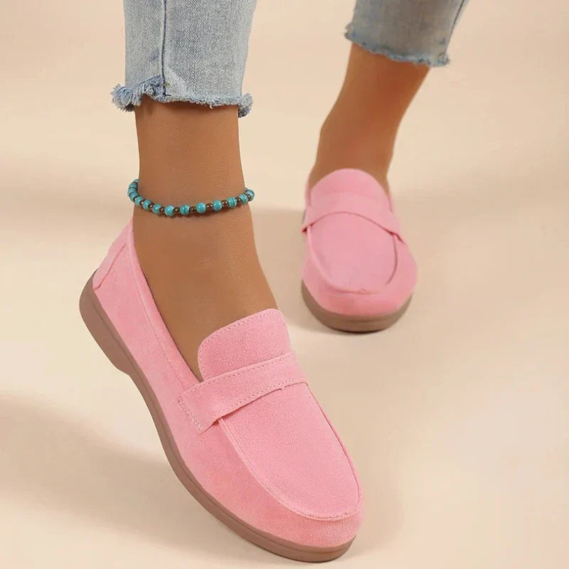 Stilvolle Damenmokassins aus luxuriösem Wildlederimitat mit orthopädischer Unterstützung