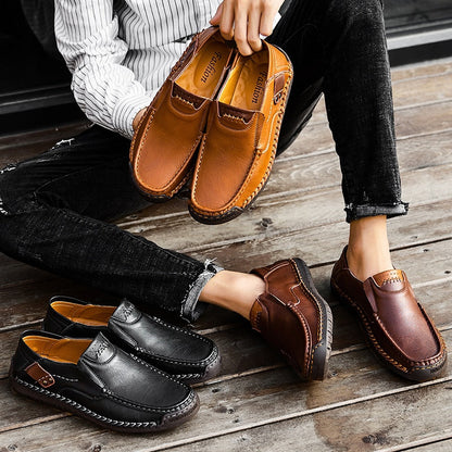 Elegante Leder-Slipper für Herren mit rutschfester Gummisohle – Voltem