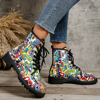 Stylische Street-Art-Damen-Stiefeletten